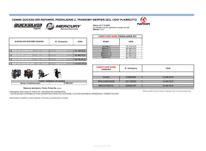  QUICKSILVER REPOWER, PRZEKŁADNIE Z, TRANSOMY